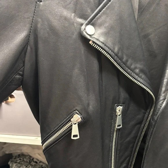Bagatelle Black Leather Moto Jacket with Silver Accents - Picture 5 of 5